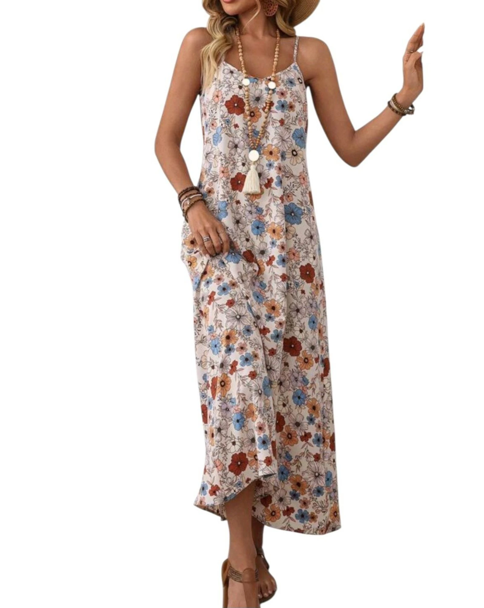 Vestido longo alças finas estampa floral tamanho P Emery Rose novo – photo 3